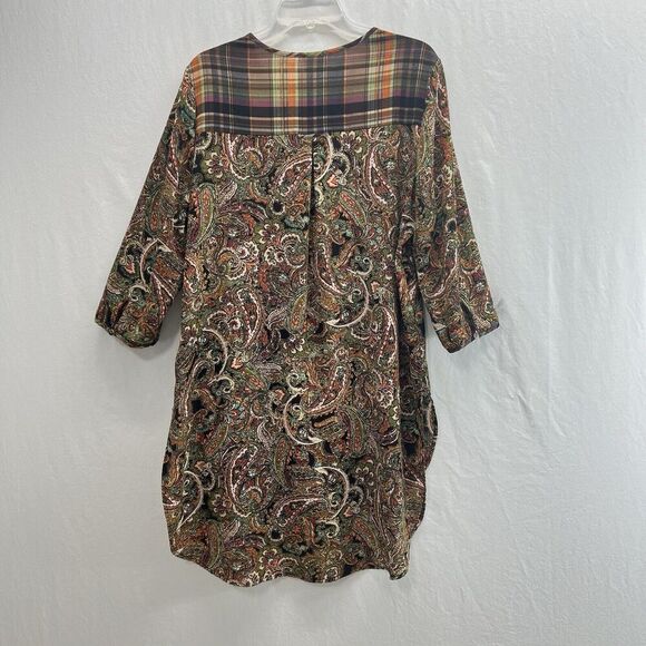 Fig and Flower Tunic Top Dress XL Brown Green Paisley Floral Romantic Flowy - Picture 9 of 14